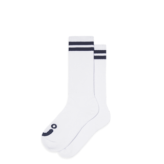 Rib Socks | Long | Happy Sad - White/Navy