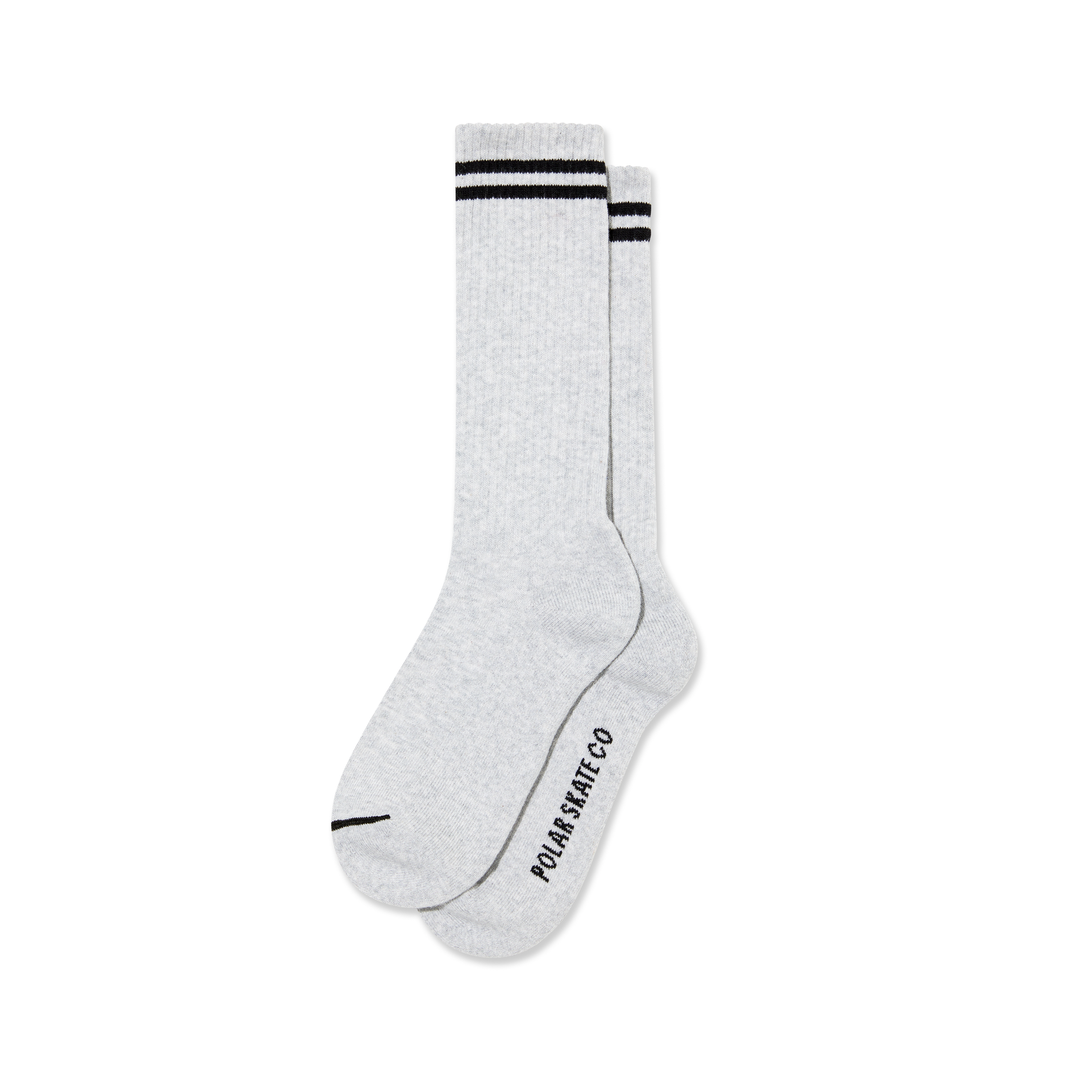 Rib Socks | Long | 2 Stripes - Heather Grey / Black