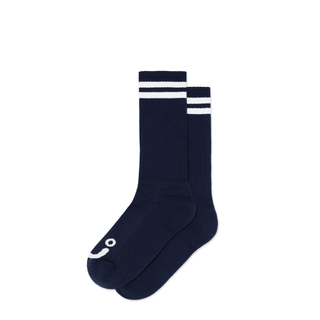 Rib Socks | Long | Happy Sad - Navy/White