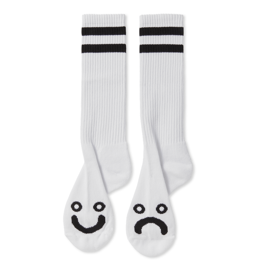 Rib Socks | Long | Happy Sad - White