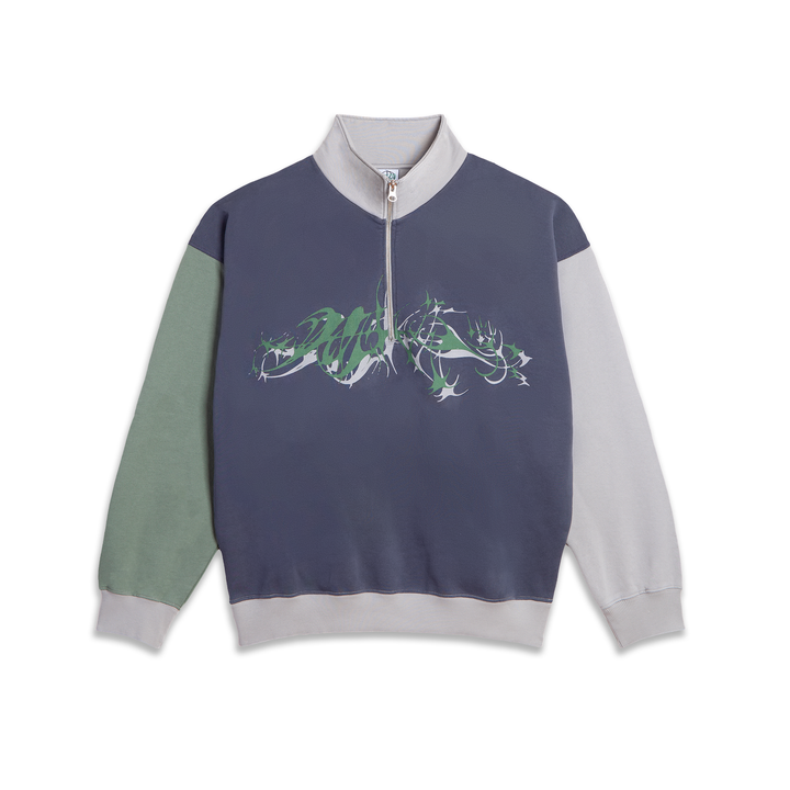 Frankie Half Zip Sweatshirt | Tribal - Grey Blue/Silver