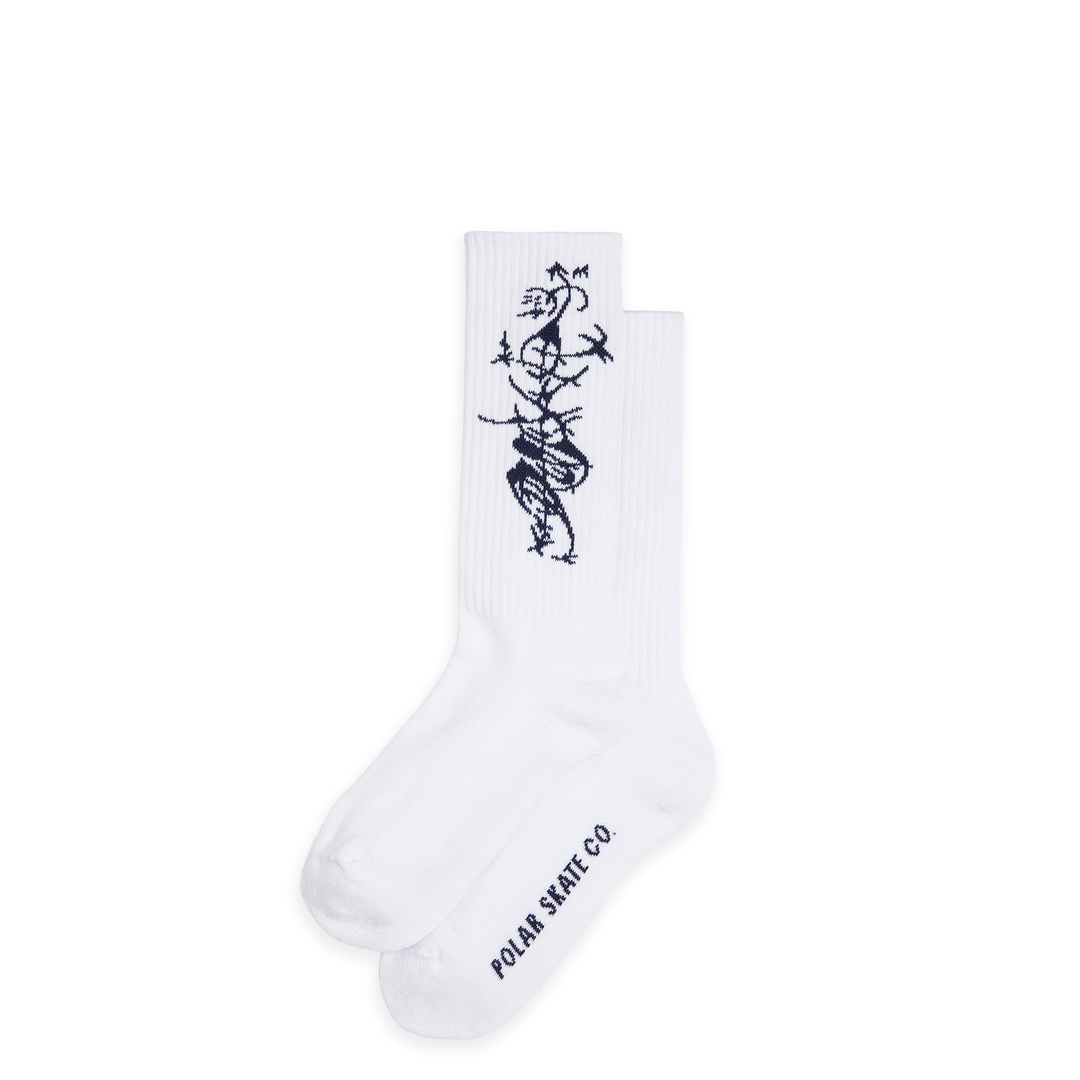 Rib Socks | Long | Tribal - White/Navy