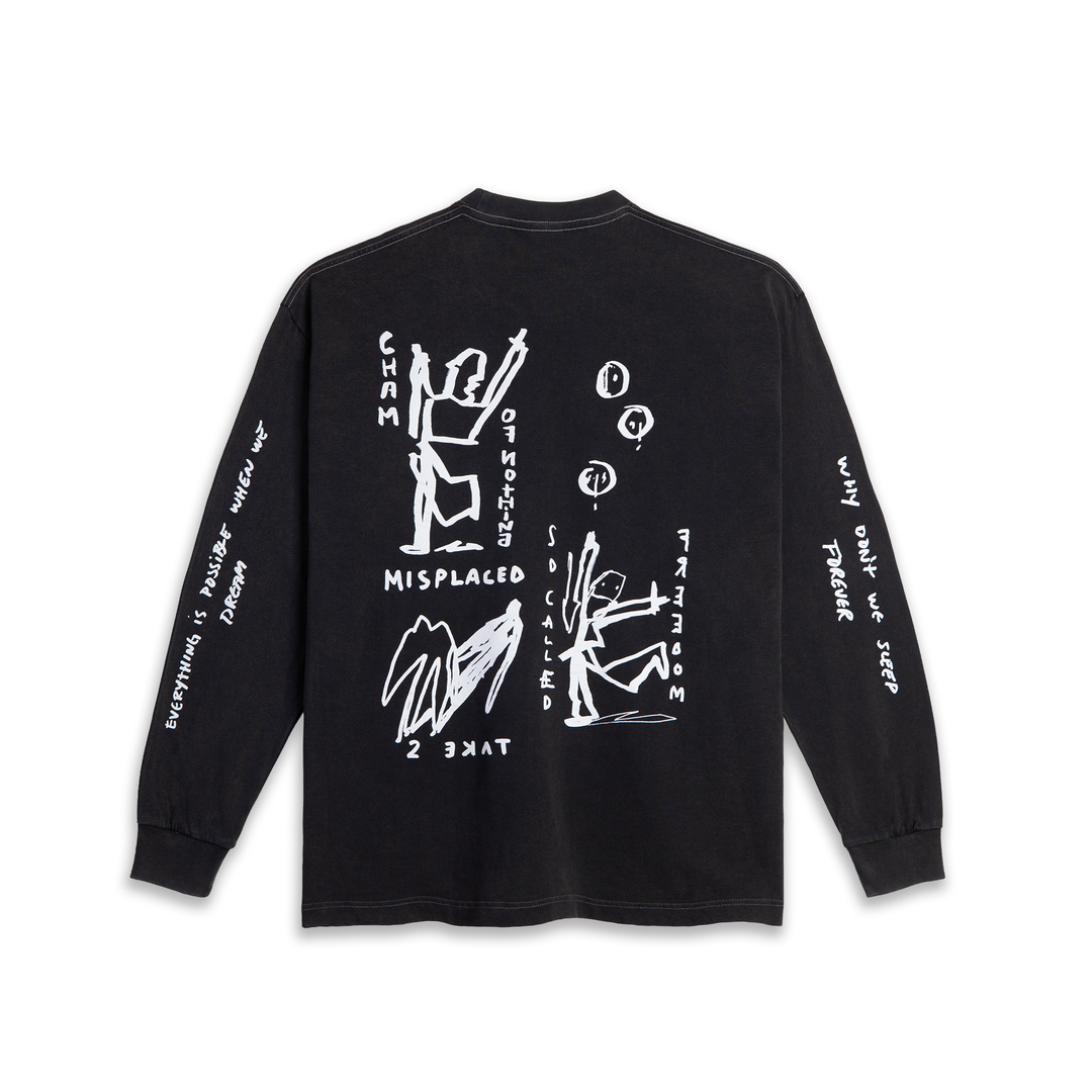 LS Tee | On Repeat - Silver Black