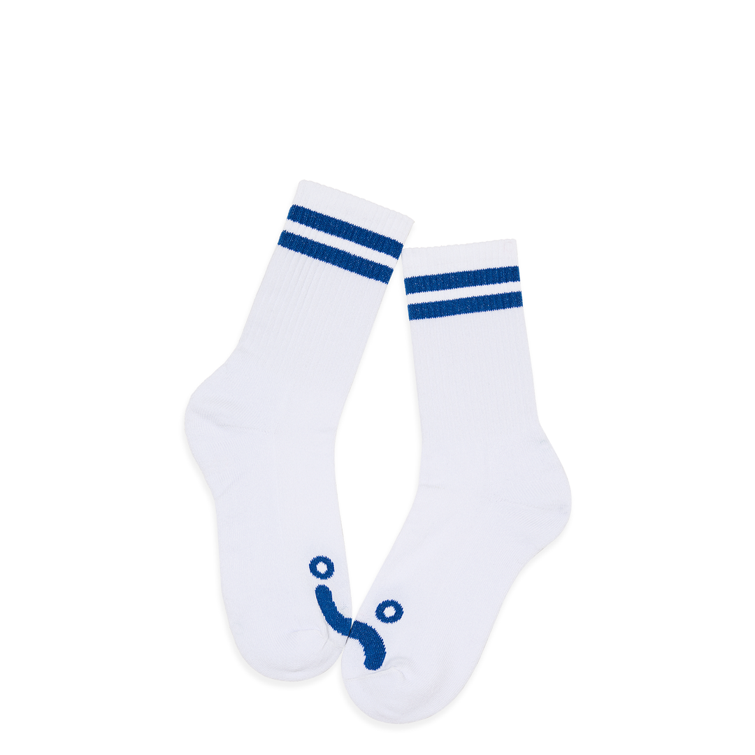 Rib Socks | Happy Sad - White/Blue