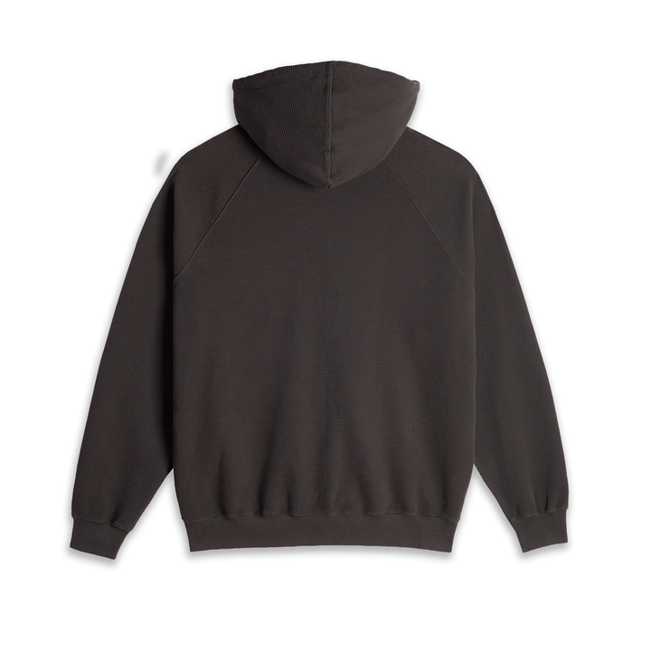 Waffle Zip Hoodie - Dirty Black