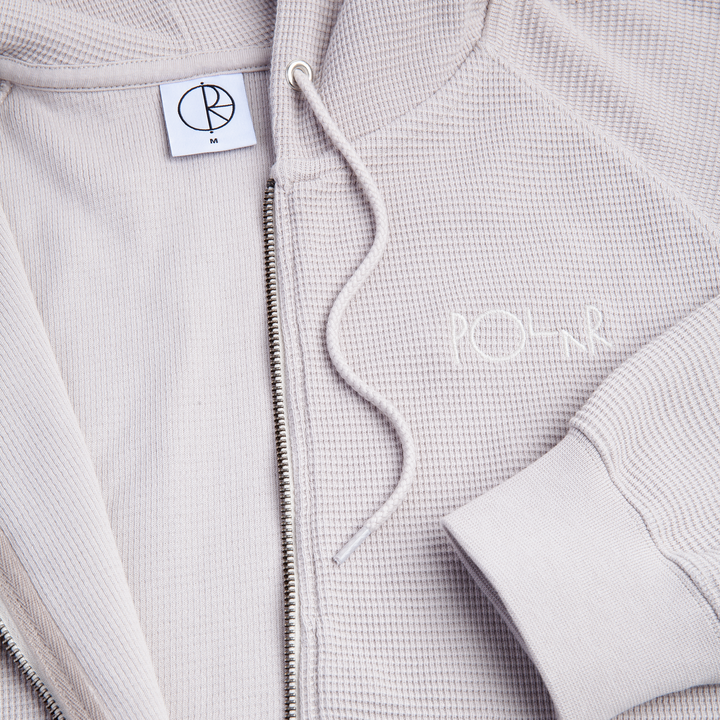 Waffle Zip Hoodie - Pale Taupe