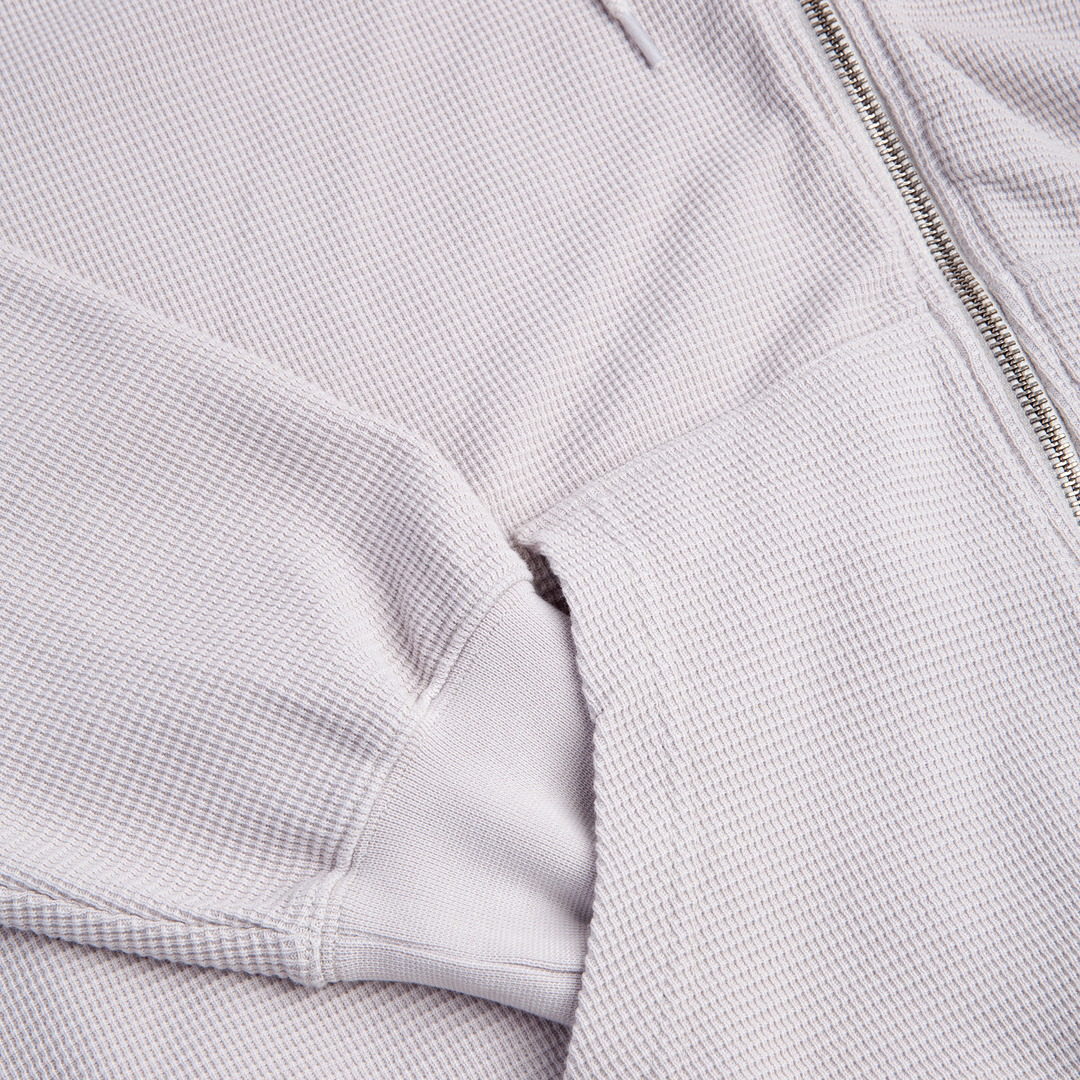 Waffle Zip Hoodie - Pale Taupe