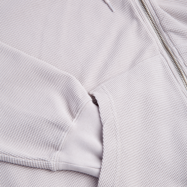 Waffle Zip Hoodie - Pale Taupe