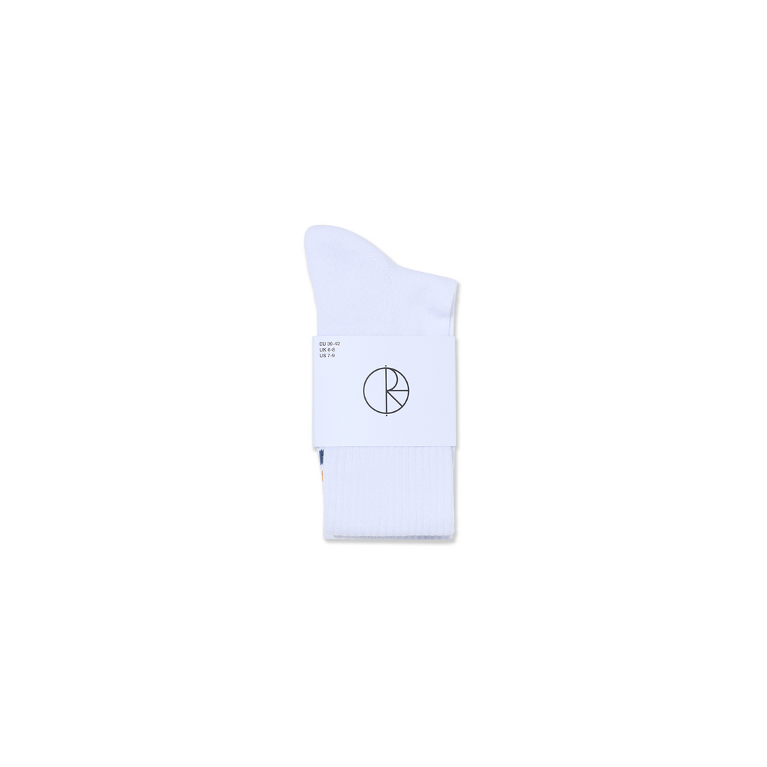 Long Rib Socks | Stripes - White/Caramel/Blue