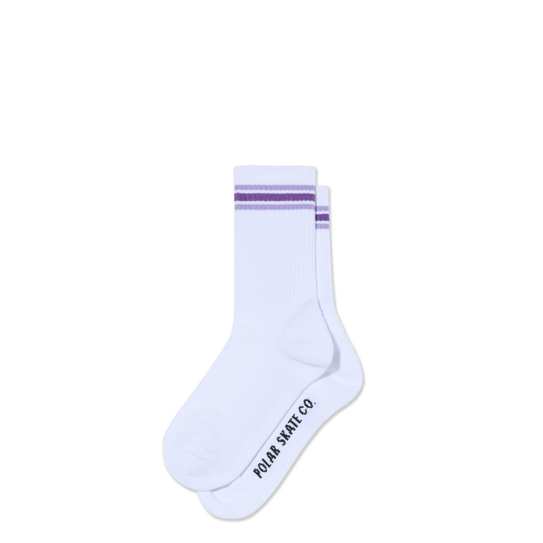 Rib Socks | Stripes - White/Lavender
