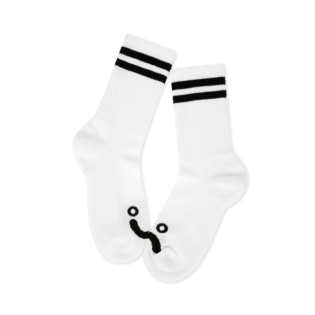 Rib Socks | Happy Sad - White