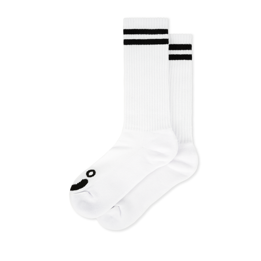 Rib Socks | Long | Happy Sad - White