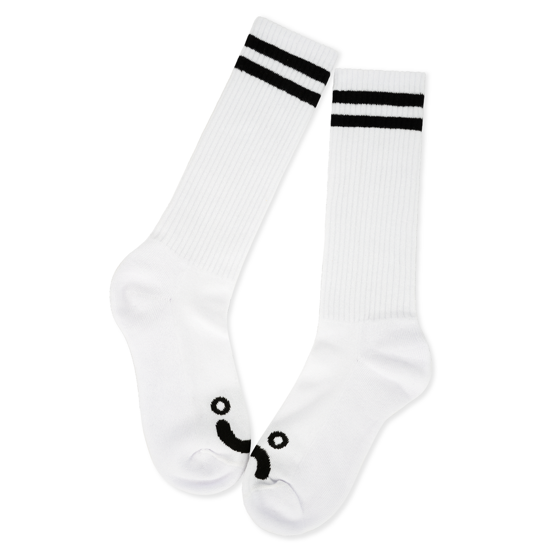 Rib Socks | Long | Happy Sad - White