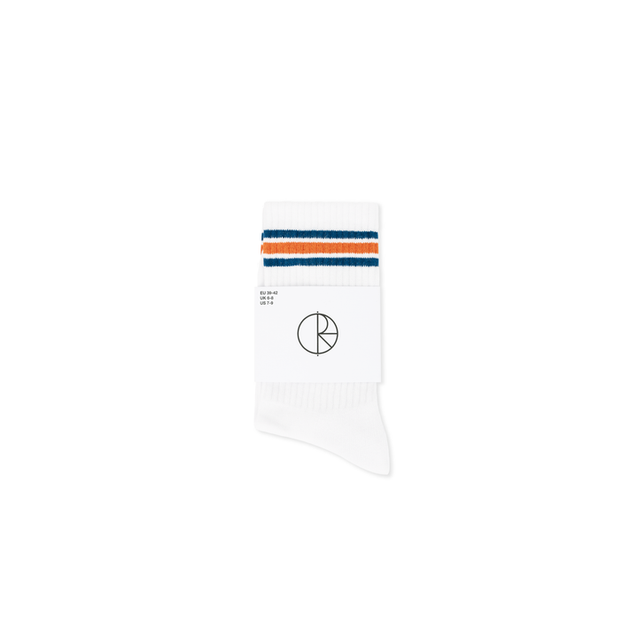 Rib Socks | Stripe - White / Blue / Orange