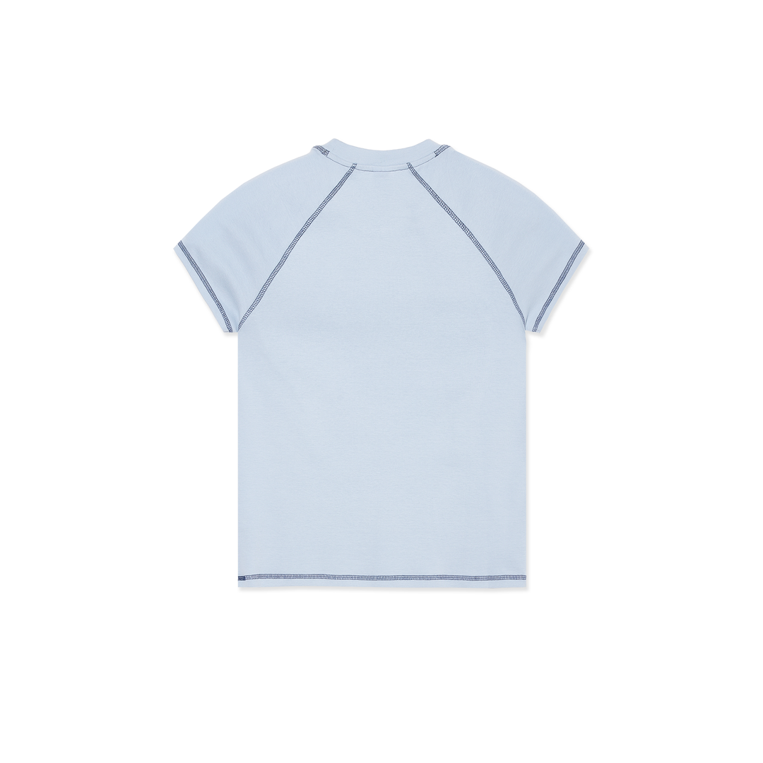 Baby Tee | Script Logo - Light Blue/Dark Blue