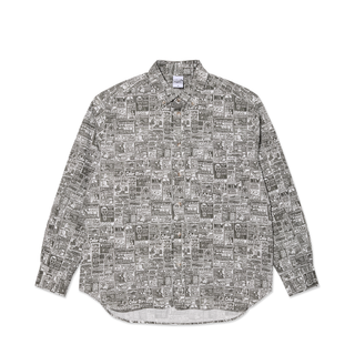 Ben LS Shirt | Newspaper - Light Grey