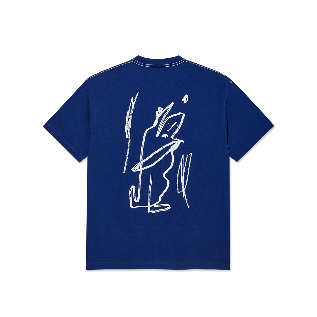 Contrast Tee | Doodle - Ultramarine/White