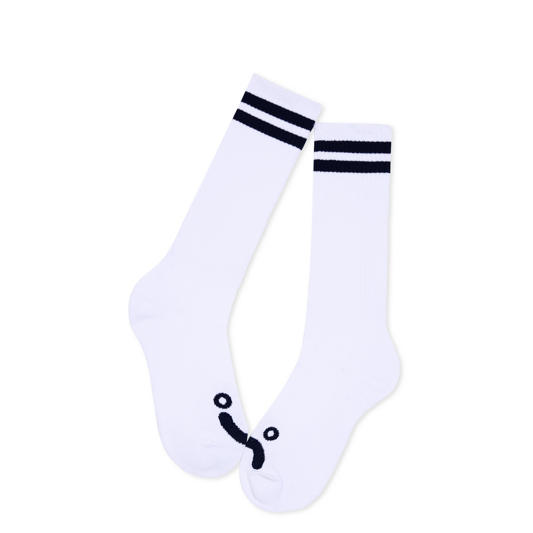 Rib Socks | Long | Happy Sad - White/Navy