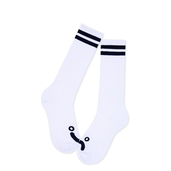 Rib Socks | Long | Happy Sad - White/Navy