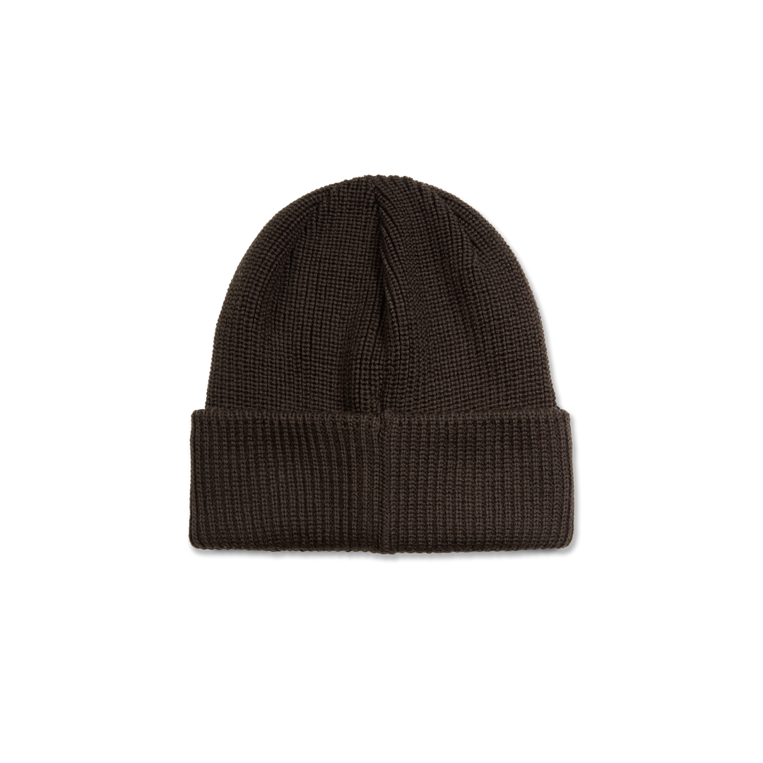 Double Fold Merino Beanie - Brown