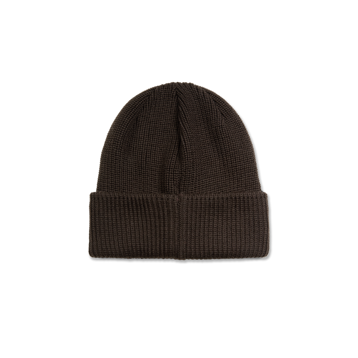 Double Fold Merino Beanie - Brown