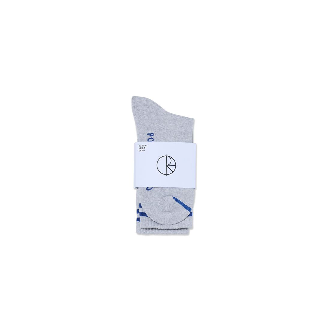 Rib Socks | 2 Stripes - Heather Grey/Blue