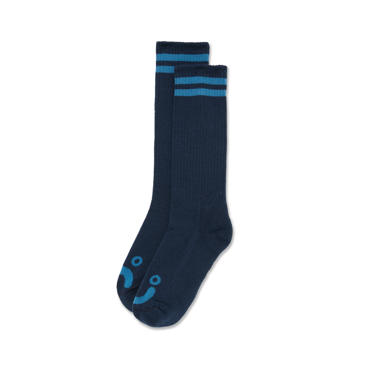 Long Rib Socks | Happy Sad - Dark Blue / Blue
