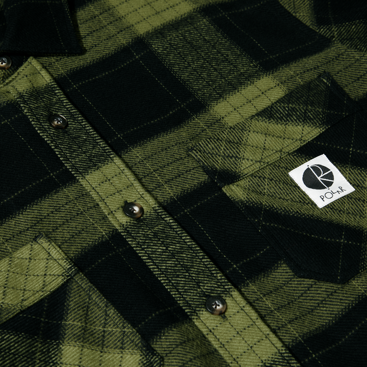 Mike LS Shirt | Flannel - Black / Army Green