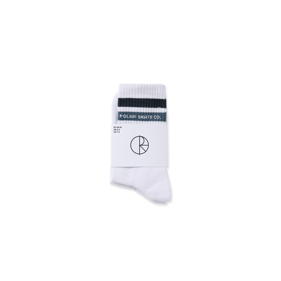 Rib Socks | Fat Stripe - White / Blue