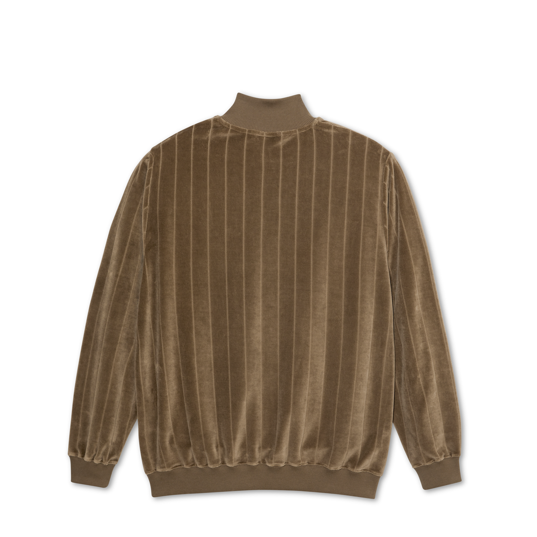 Zip Neck Sweatshirt | Stripe Velour - Beech