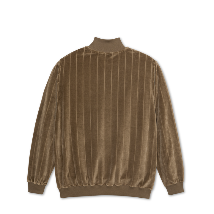 Zip Neck Sweatshirt | Stripe Velour - Beech